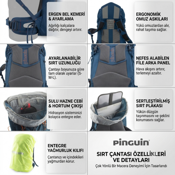 Pinguin Fly 35 Siyah Sırt Çantası
