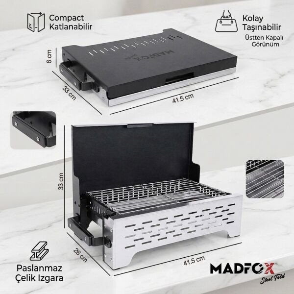 Madfox SteelFold Paslanmaz Çelik Katlanabilir Mangal