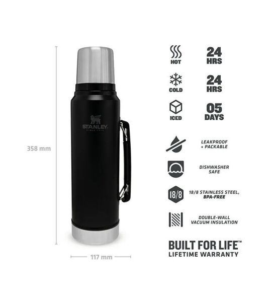 Stanley The Legendary Classic Bottle 1.0 Litre SİYAH