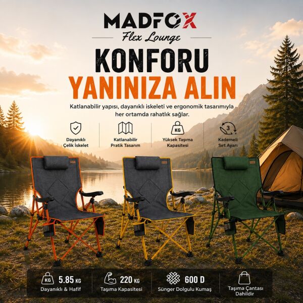 Madfox FlexLounge 3X Katlanabilir Kamp Sandalyesi